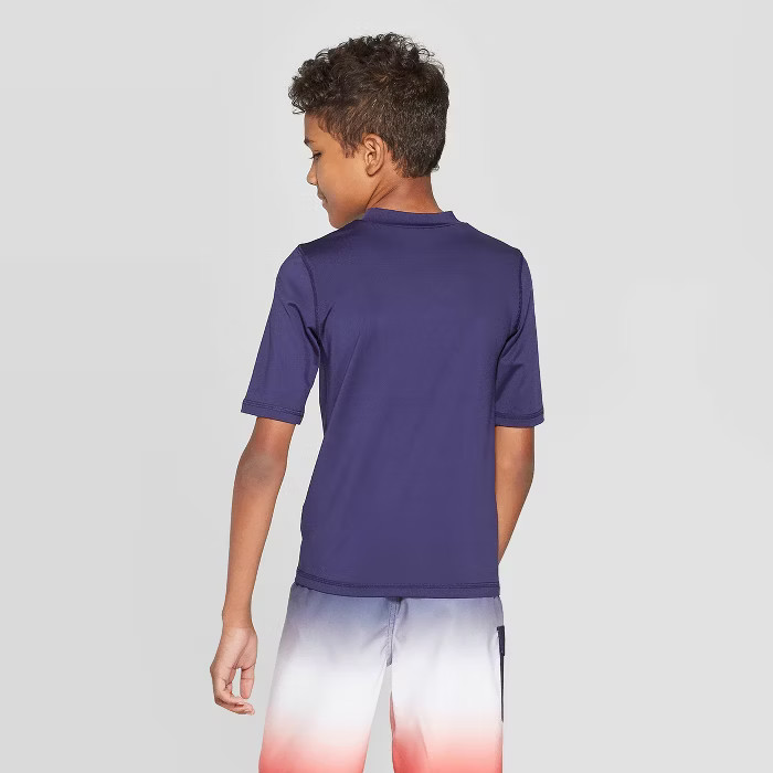 Boys' Shark Print Short Sleeve Rash Guard Swim Shirt - Cat & Jack™ Navy | Target