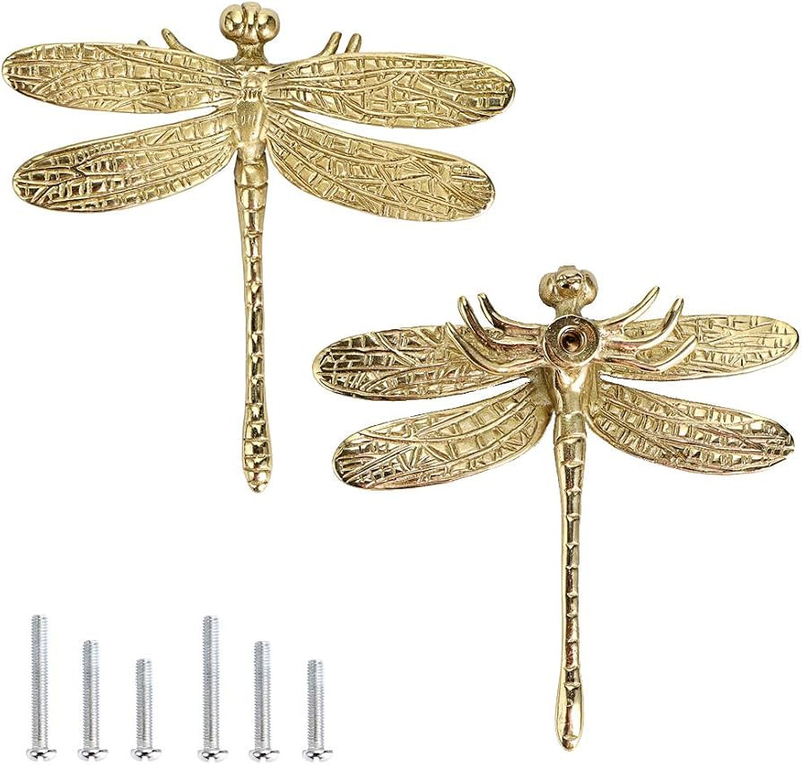 BTSKY Pack of 2 Decorative Dragonfly Solid Brass Drawer Knobs - Metal Zinc Alloy Cabinet Handle P... | Amazon (CA)