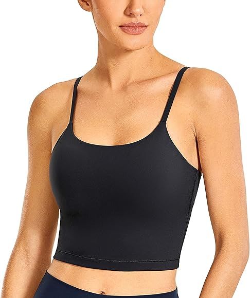 CRZ YOGA Women's Longline Yoga Bra Adjustable Straps Wirefree Padded Sports Bra Camisole Crop Tank T | Amazon (US)