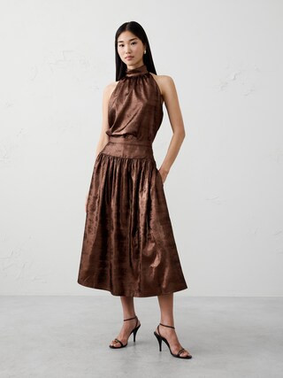 Metallic Midi Skirt | Banana Republic Factory