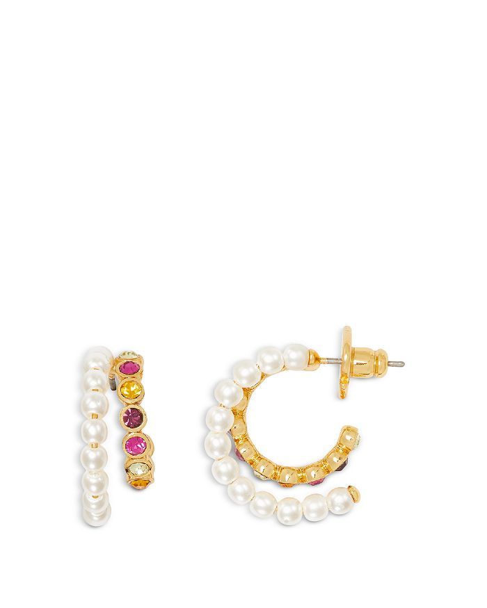 Pearl Caviar Multicolor Pavé & Imitation Pearl Double Row Hoop Earrings | Bloomingdale's (US)