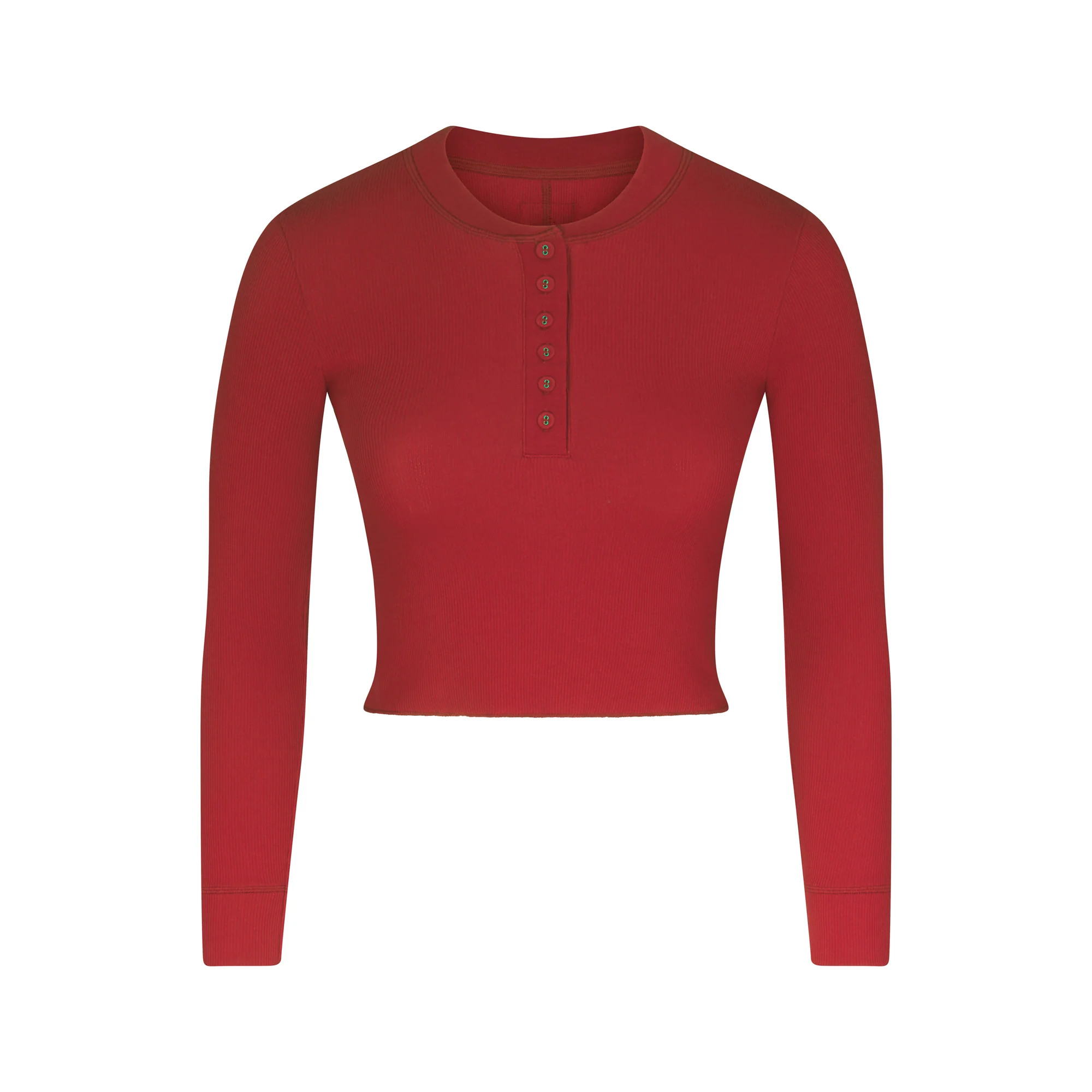 LONG SLEEVE CROP HENLEY | SKIMS (US)