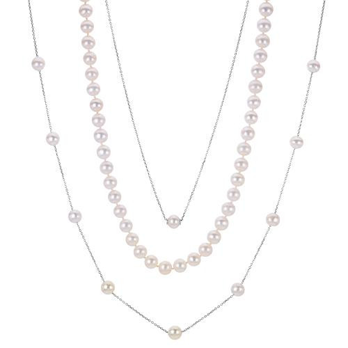Sterling Silver 7-8mm Cultured Freshwater Pearl Necklace 3-piece Set | HSN