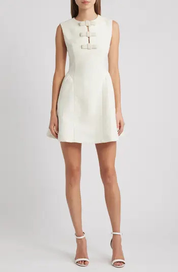 MOON RIVER Beaded Tie Detail Tweed Minidress | Nordstrom | Nordstrom