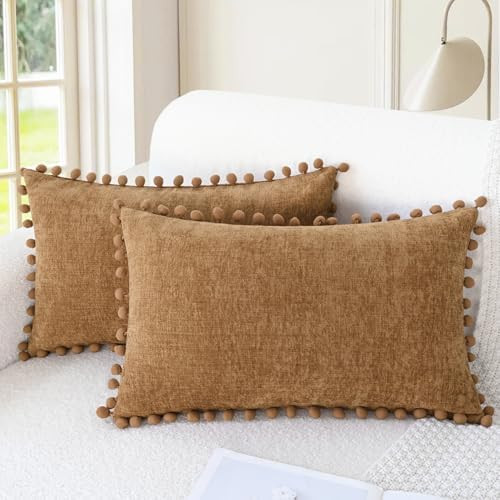 CaliTime Decorative Couch Throw Pillow Covers 20 X 12 Inches Apricot Brown | Amazon (US)