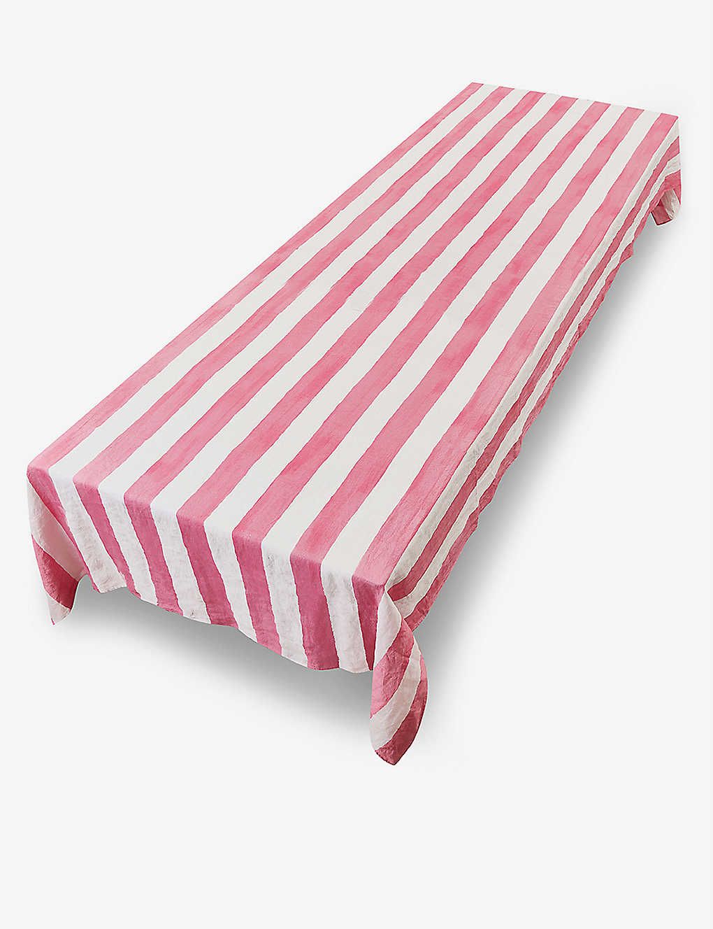 Stripe linen tablecloth 165cm x 250cm | Selfridges