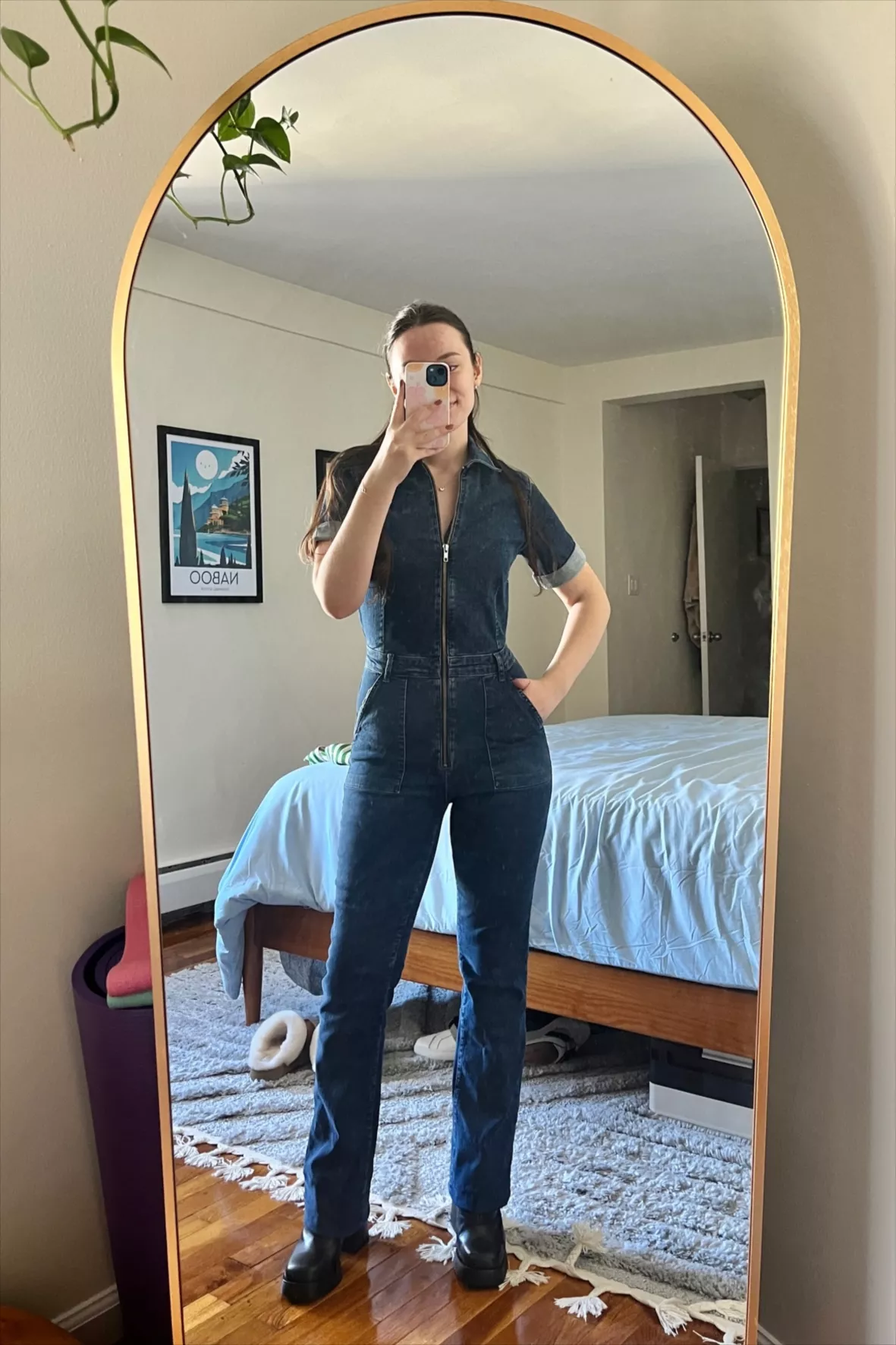 Denim jumpsuit with zipper curated on LTK