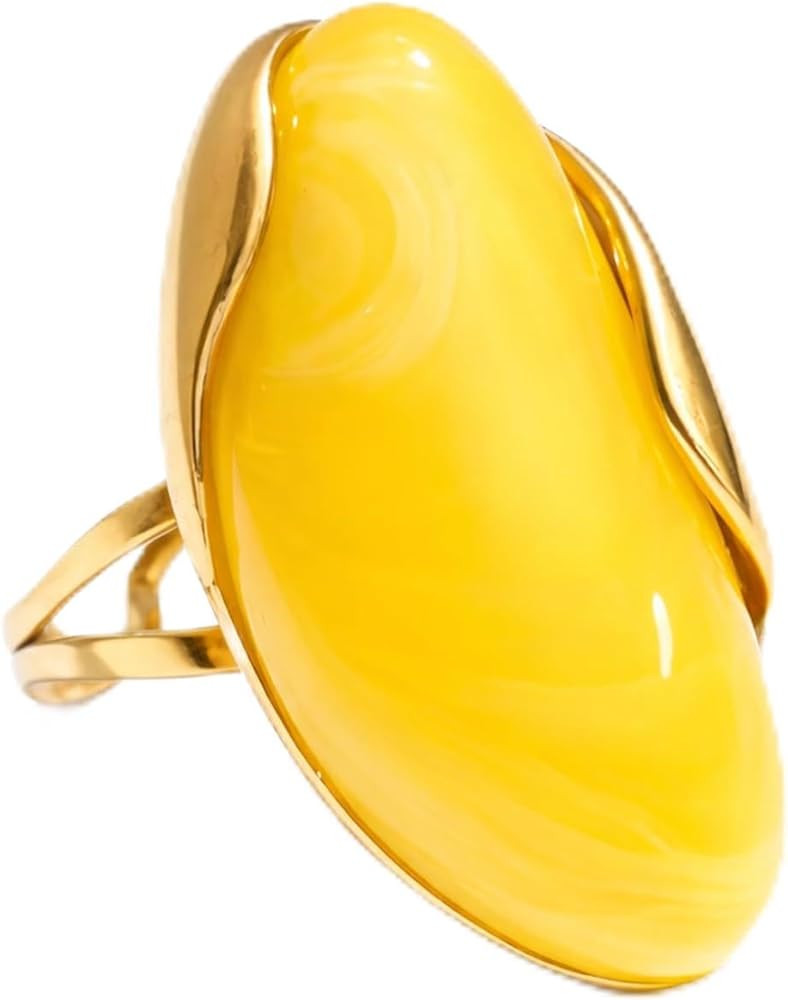 Mchic Colorful Chunky Statement Ring for Women: Boho Large Oval Acrylic Finger Ring Stainless Ste... | Amazon (US)