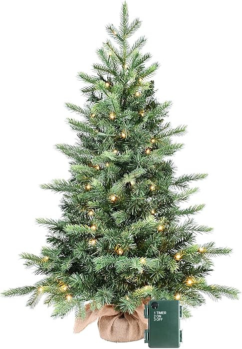 3ft Pre-lit Small Christmas Tree Artificial Nordic Spruce Mini Table Top Christmas Tree with 70 L... | Amazon (US)