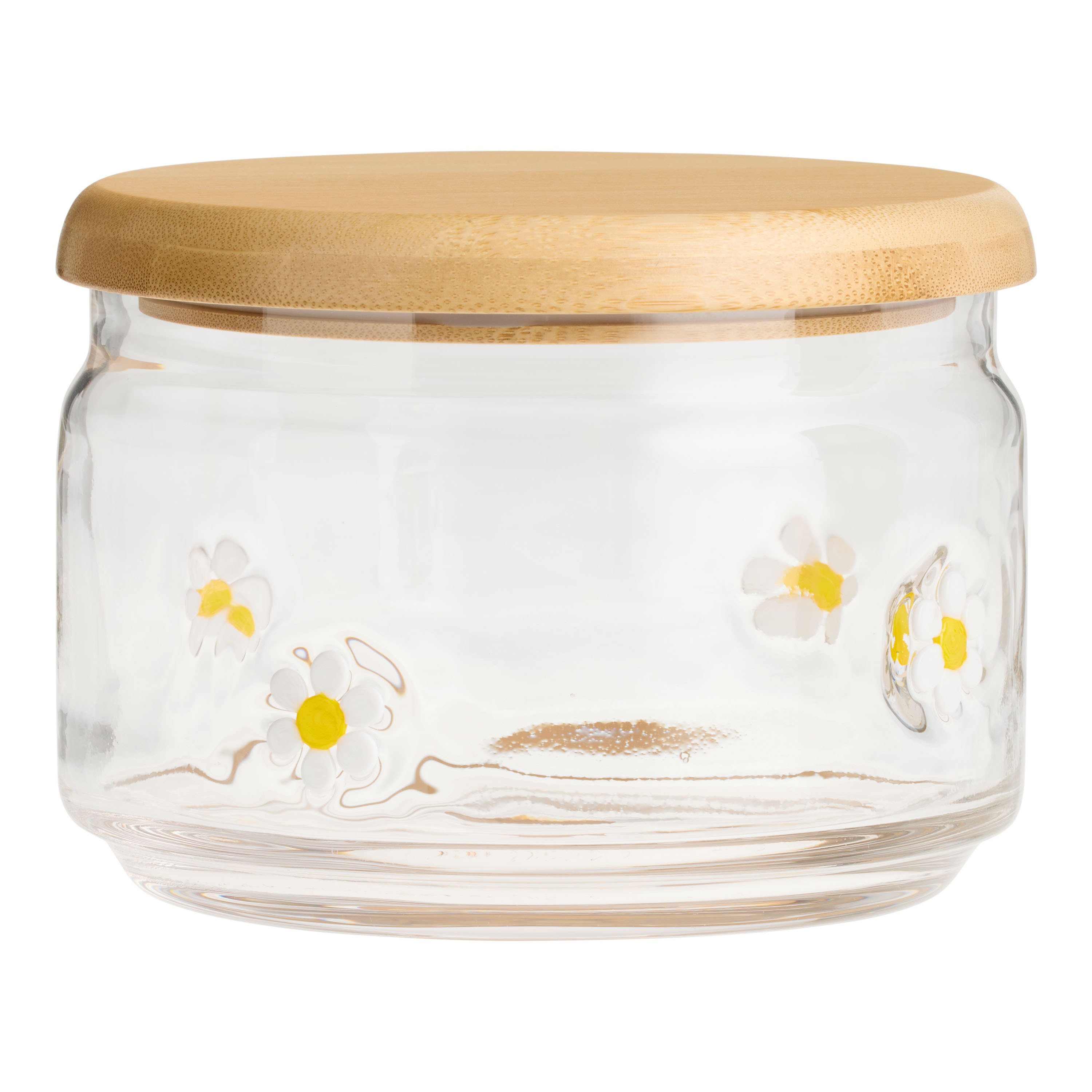 Charm Inlay Short Glass and Bamboo Storage Canister | World Market