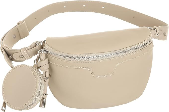 Crossbody Fanny Packs for Women Sling Bags with Coin Purse Bumbag Leather Belt Bag Chest Purse fo... | Amazon (US)