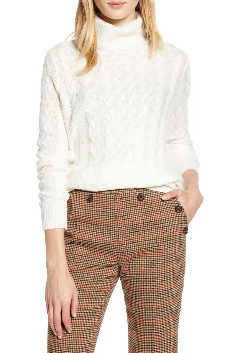 x Atlantic-Pacific Cable Knit Turtleneck Sweater | Nordstrom