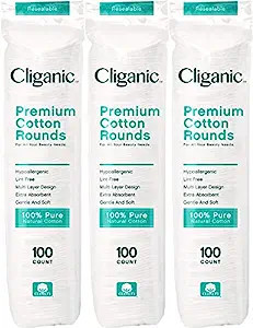 Cliganic Premium Cotton Rounds for Face (300 Count) - Makeup Remover Pads, Hypoallergenic, Lint-F... | Amazon (US)