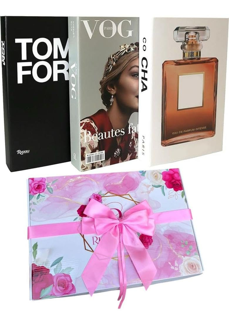 Decorative Books for Home Decor, Set of 3 Fake Designer Hard Cardboard Books Without Page Only fo... | Amazon (US)