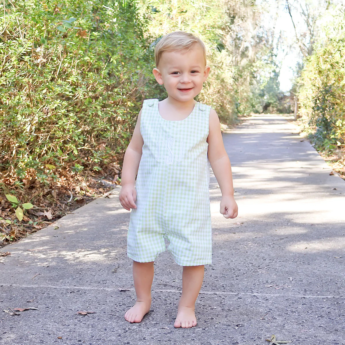 Spring Days Light Green Gingham Jon Jon | Classic Whimsy