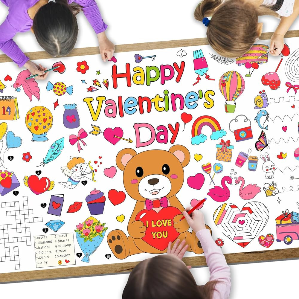 Melonegg Valentine‘s Day Activity Poster Giant Coloring Poster for Kids, 72“ X 31.5” Valent... | Amazon (US)