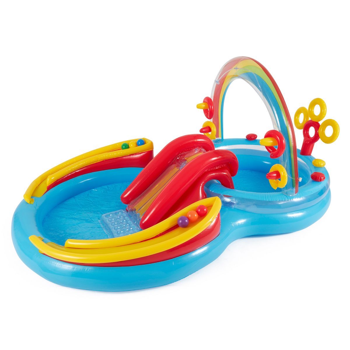 Intex Rainbow Slide Inflatable Pool and Water Slide Ring Center | Target