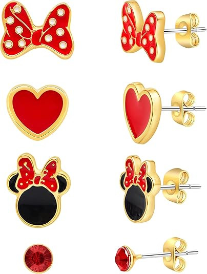 Disney Minnie and Mickey Mouse Earrings Pack 3/4/5 Official License, Stud Earrings Disney Jewelry | Amazon (US)