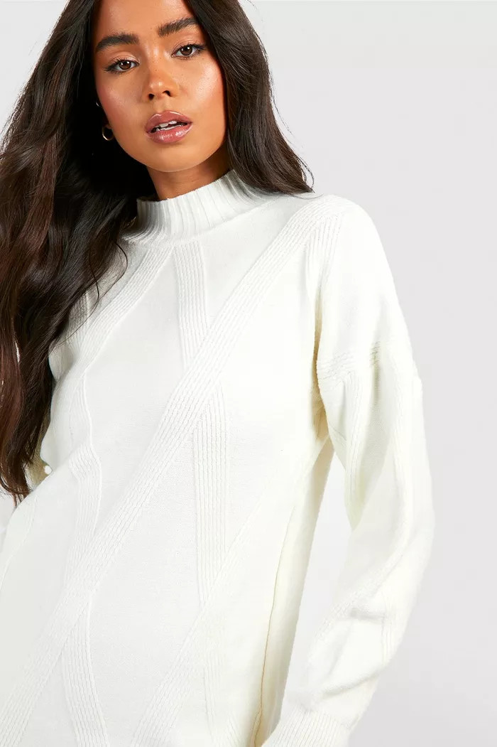 Petite Turtleneck Knitted Sweater Dress | boohoo (US & Canada)