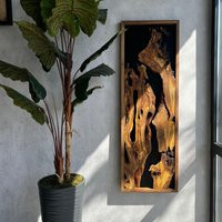 Handmade Live Edge Olive Wood Wall Art & Walnut Frame, Olive Wood Home Decor, Wooden Wall Art For Living Rooms Lounges | Etsy (US)