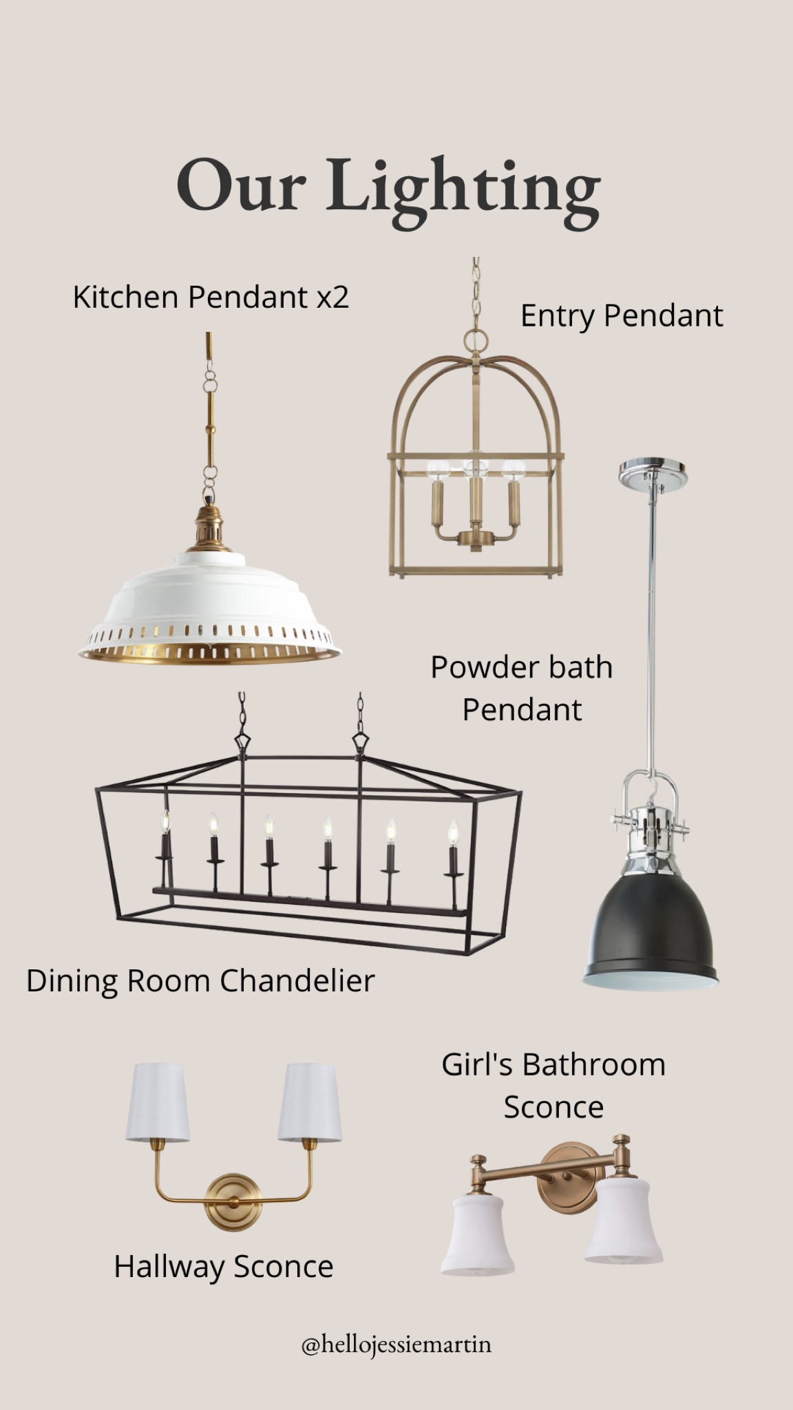 Some of our lighting choices for the house! 