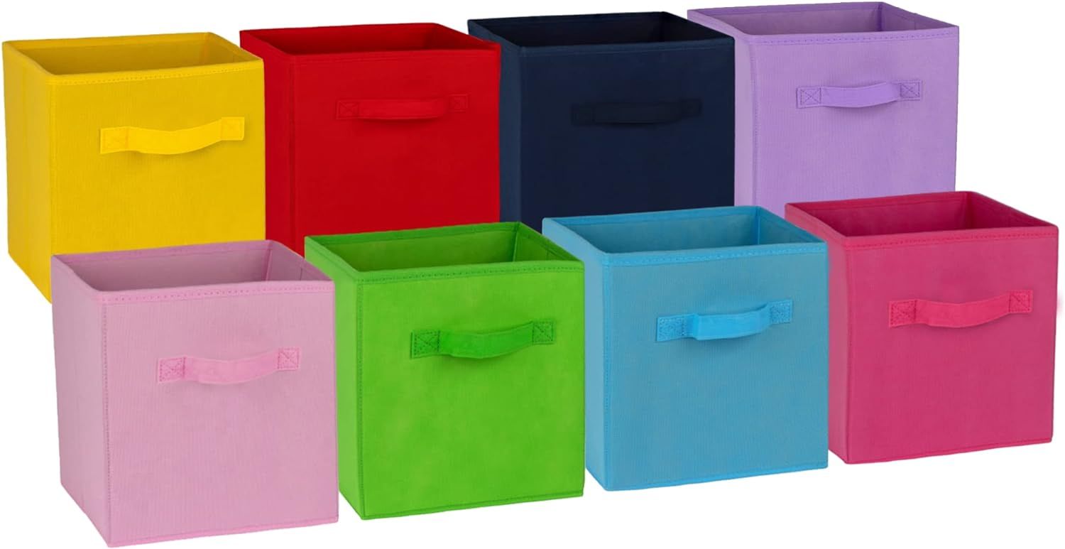 Klozenet 11 inch cube storage bins 8-pack, Multi Colored kids storage cubes, for Home, Kids Room,... | Amazon (US)