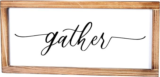 MAINEVENT Gather Sign - Rustic Farmhouse Decor for The Home Sign - Wall Decorations for Living Ro... | Amazon (US)