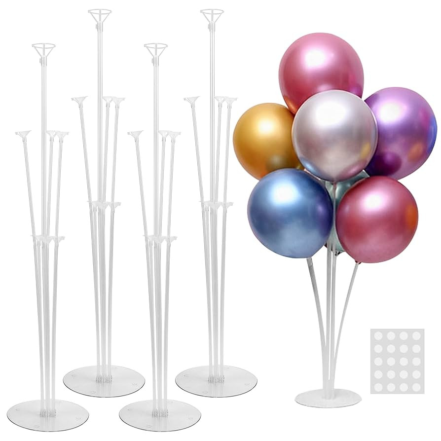 JOYYPOP 4 Sets Balloon Stand Kit For Table, Balloon Sticks with Base Birthday Graduation Party De... | Amazon (US)