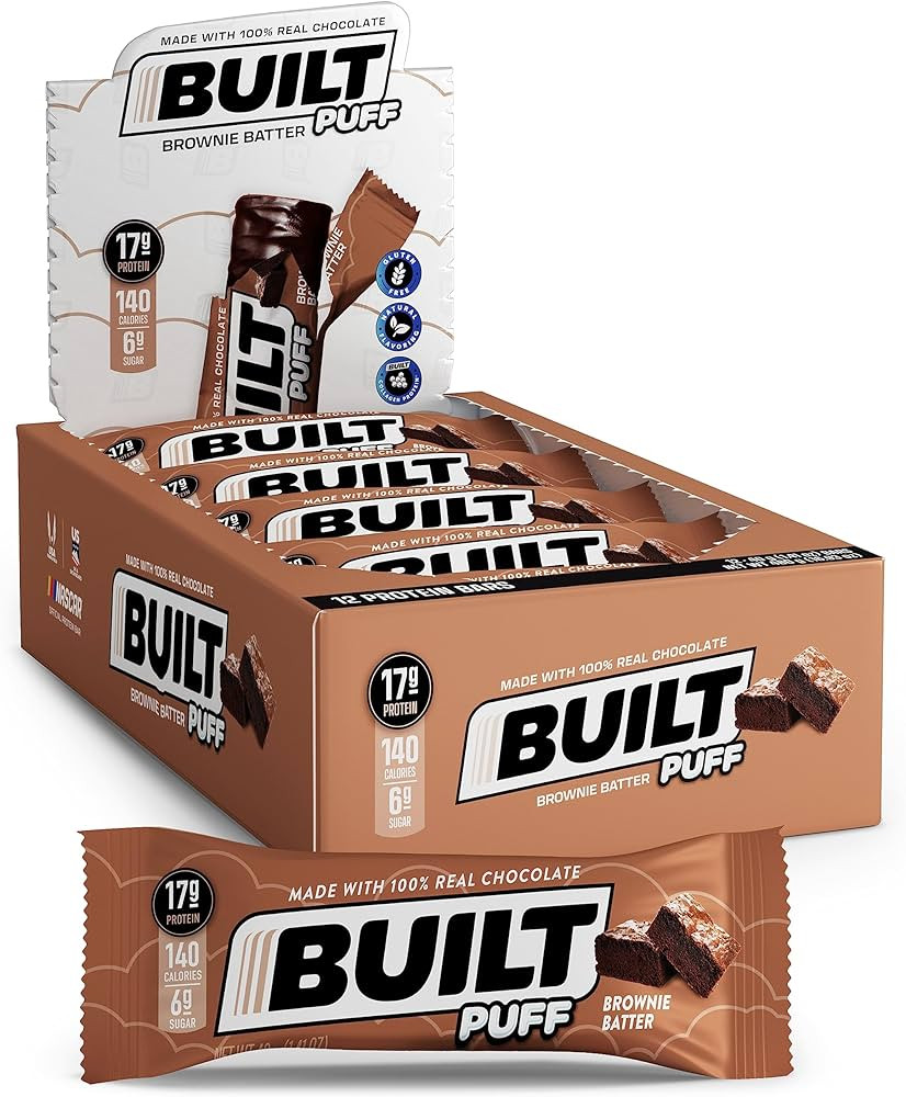 Built Bar 12 Pack High Protein Energy Bars | Gluten Free | Chocolate Covered | Low Carb | Low Cal... | Amazon (US)