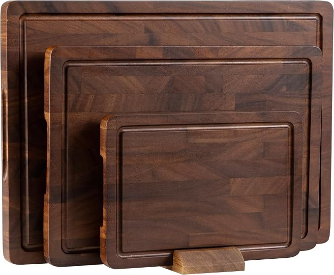 Walnut Wood Cutting Board Set, End Grain Cutting Board for Kitchen | Walnut Wooden Charcuterie Bo... | Amazon (US)