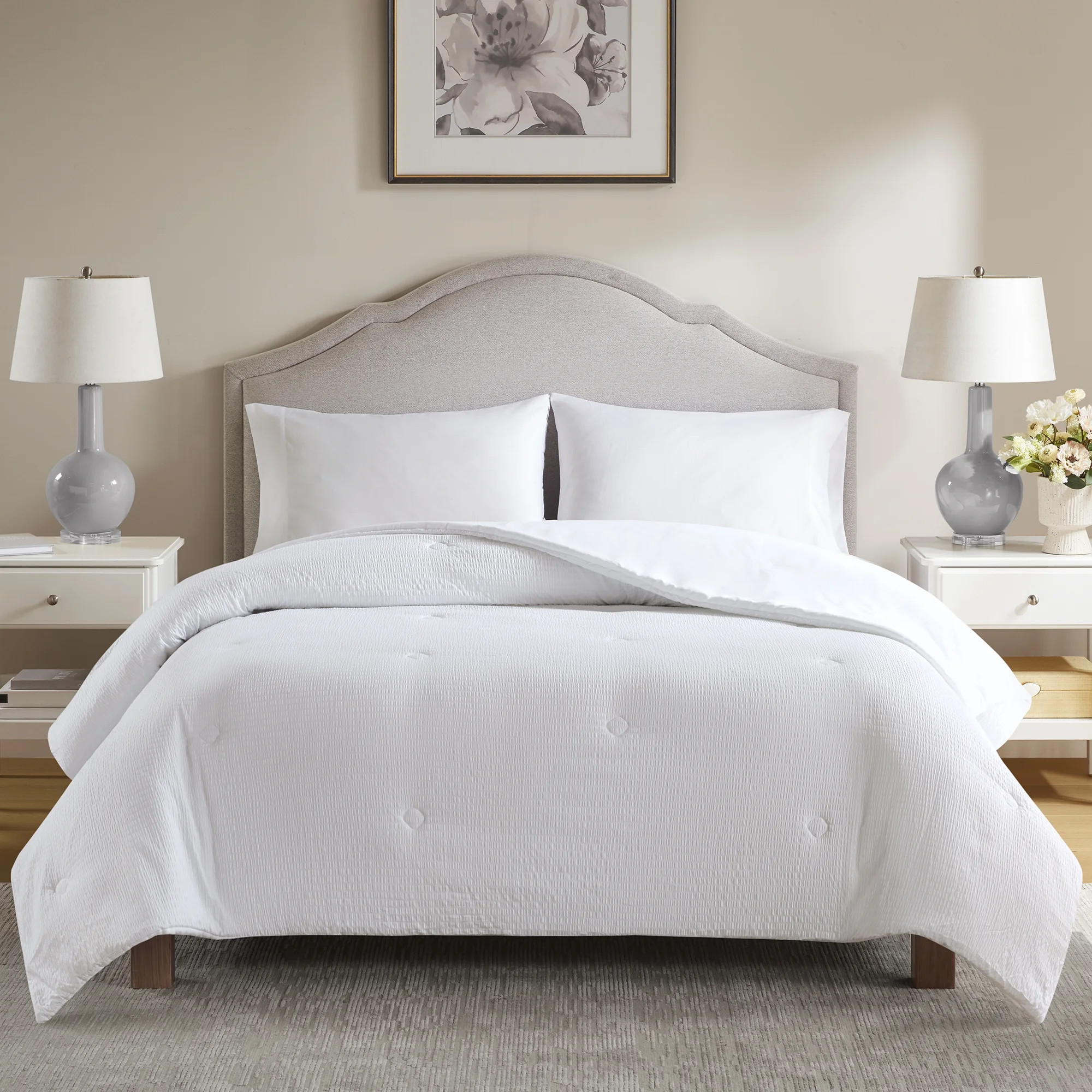 Mainstays White Seersucker Down Alternative Comforter, King, Reversible | Walmart (US)