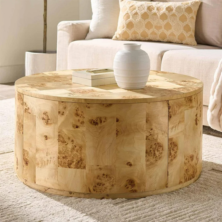 Better Homes & Gardens Burlwood Round Coffee Table, Light Burl Wood Veneer | Walmart (US)