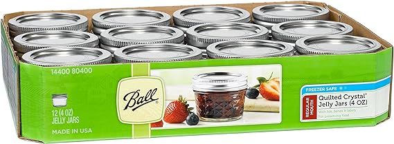 Ball Mason 4oz Quilted Jelly Jars with Lids and Bands, Set of 12 | Amazon (US)