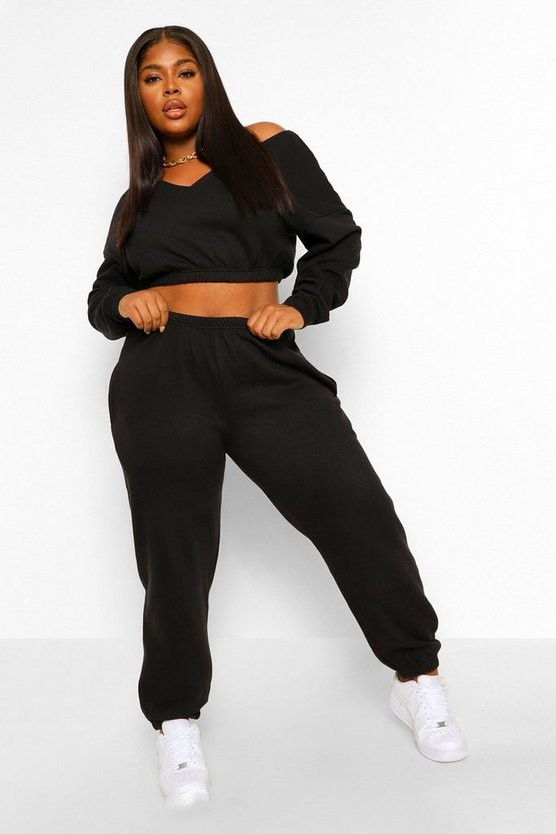 Plus V Neck Oversized Sweat | Boohoo.com (US & CA)