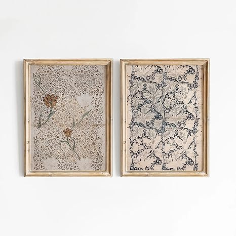 Vintage Botanical Wall Art Prints Set of 2 Antique Sketch Wall Art Decor Neutral Flower Canvas Wa... | Amazon (US)
