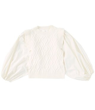 A Loves A Big Girls 7-16 Long Sleeve Mixed Media Sweater | Dillard's | Dillard's