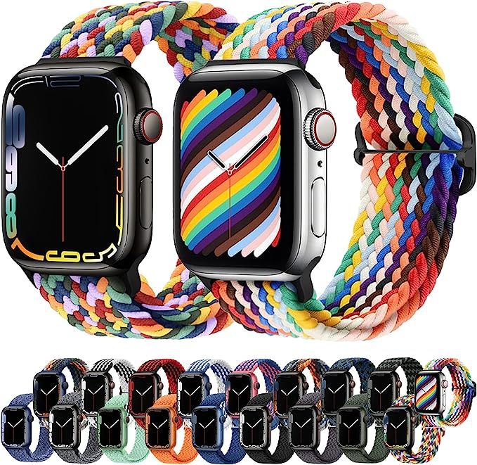 Atenzol Braided Watch Bands Elastic Solo Loop Compatible for Apple Watch 7/6/SE/5/4/3/2/1, with A... | Amazon (US)