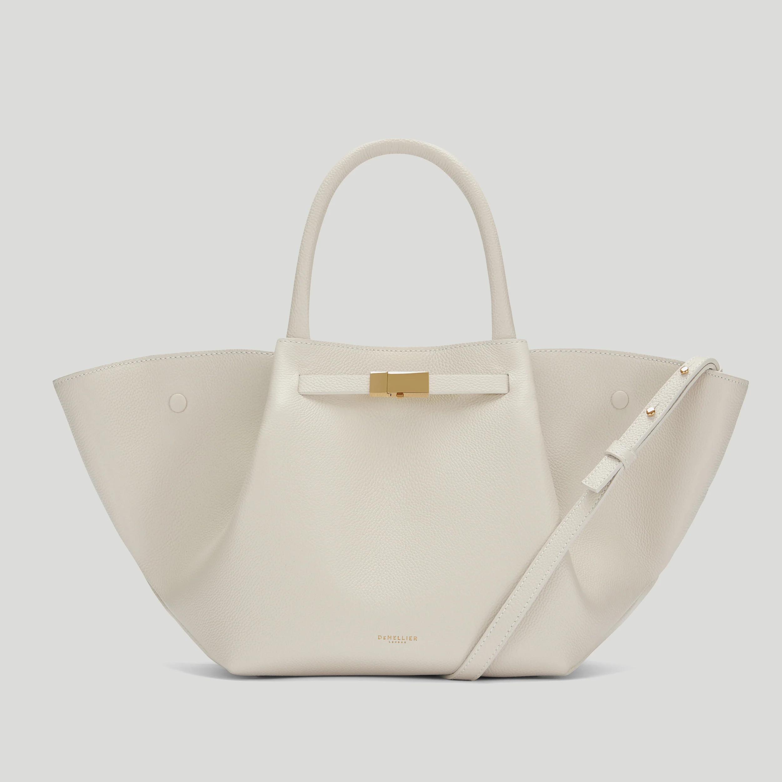 DeMellier The Midi New York in Off-White Small Grain Leather Shoulder bag | DeMellier