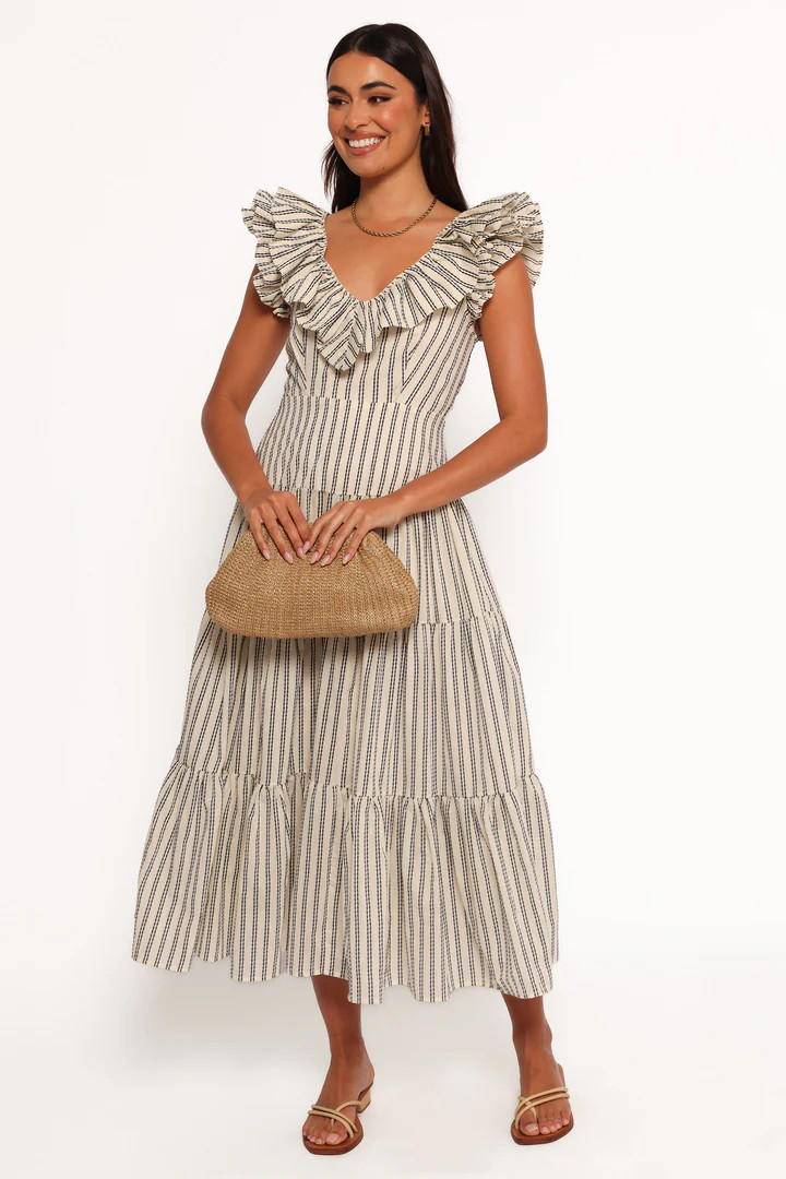 Bobbie Midi Dress - Neutral Stripe | Petal & Pup (US)