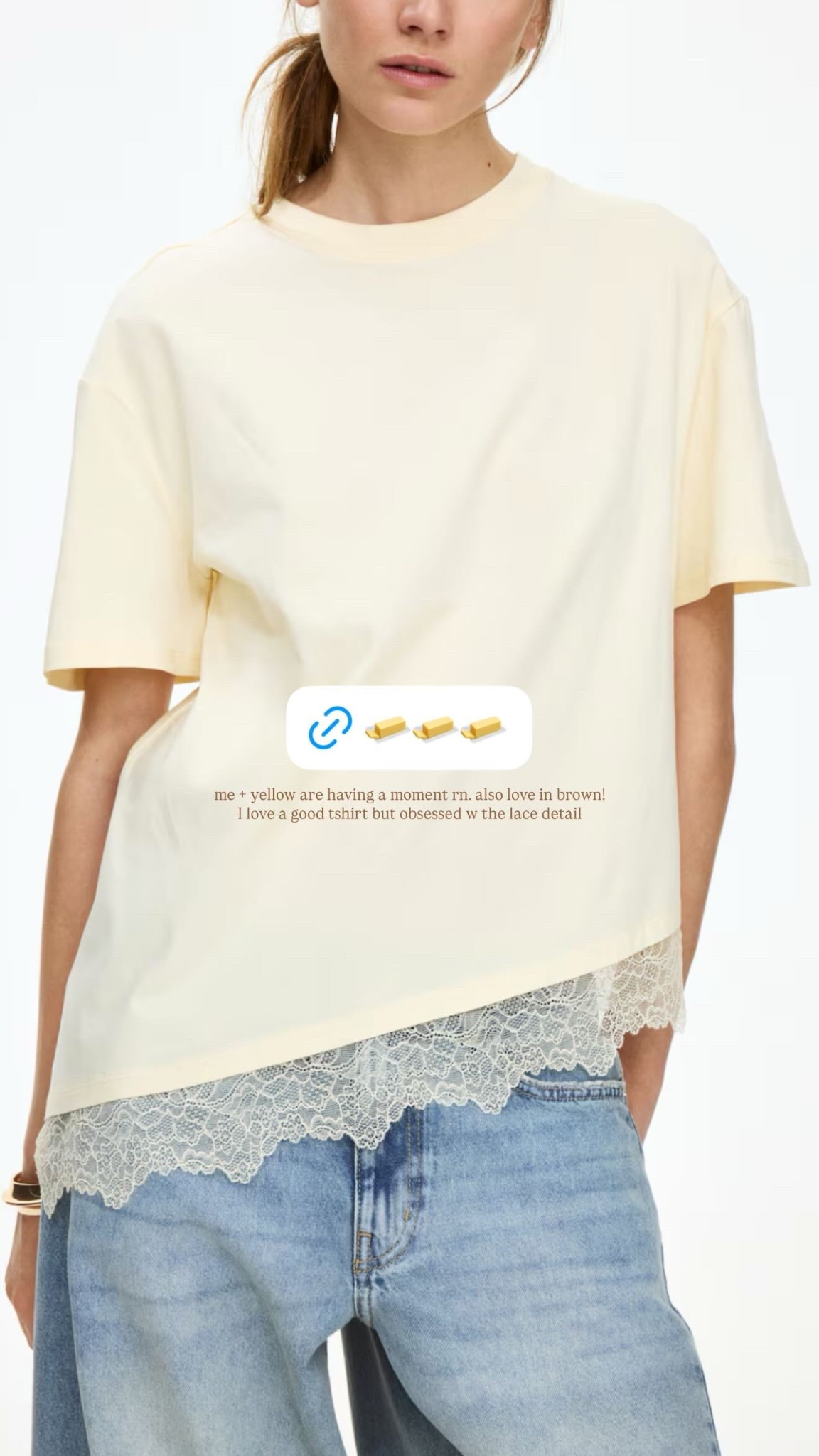 me + yellow are having a moment rn. also love in brown! I love a good tshirt but obsessed w the lace detail

#LTKFestival #LTKSeasonal #LTKSaleAlert