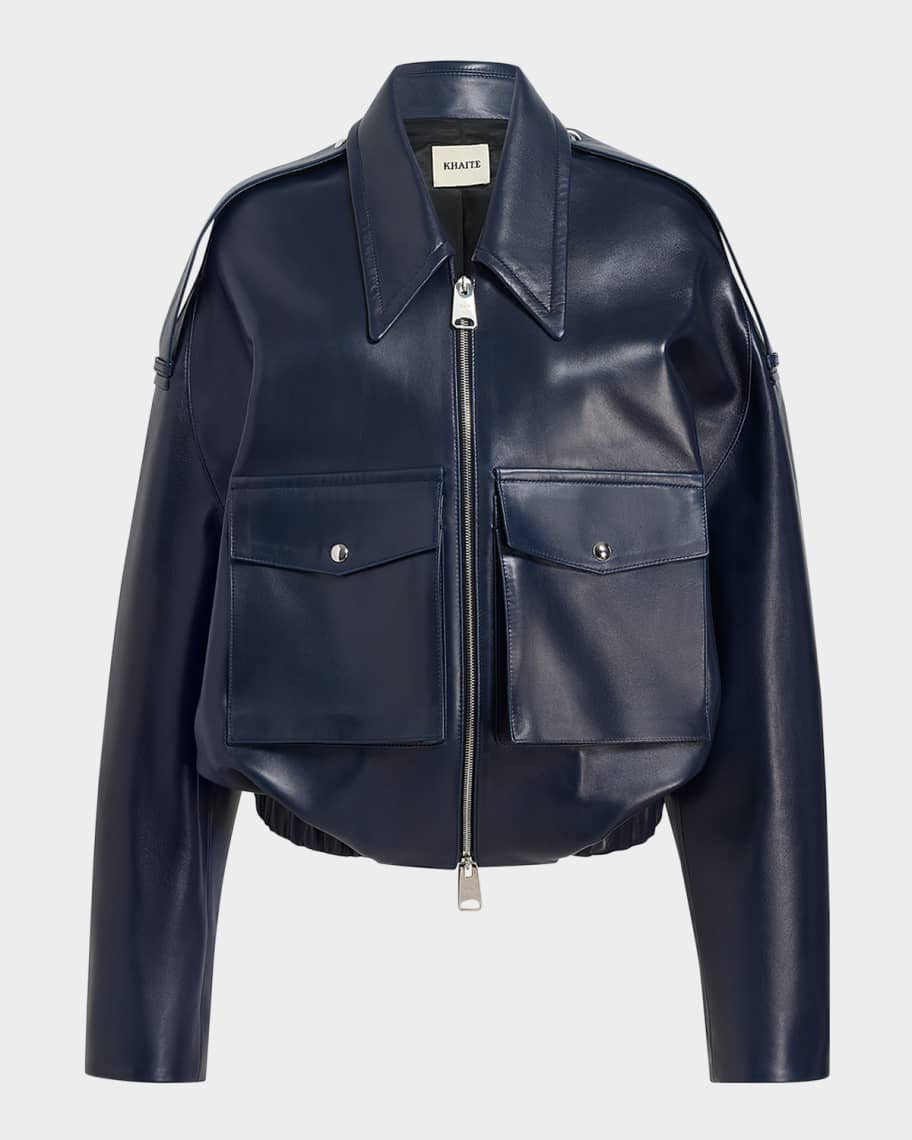 Khaite Owey Leather Bomber Jacket | Neiman Marcus