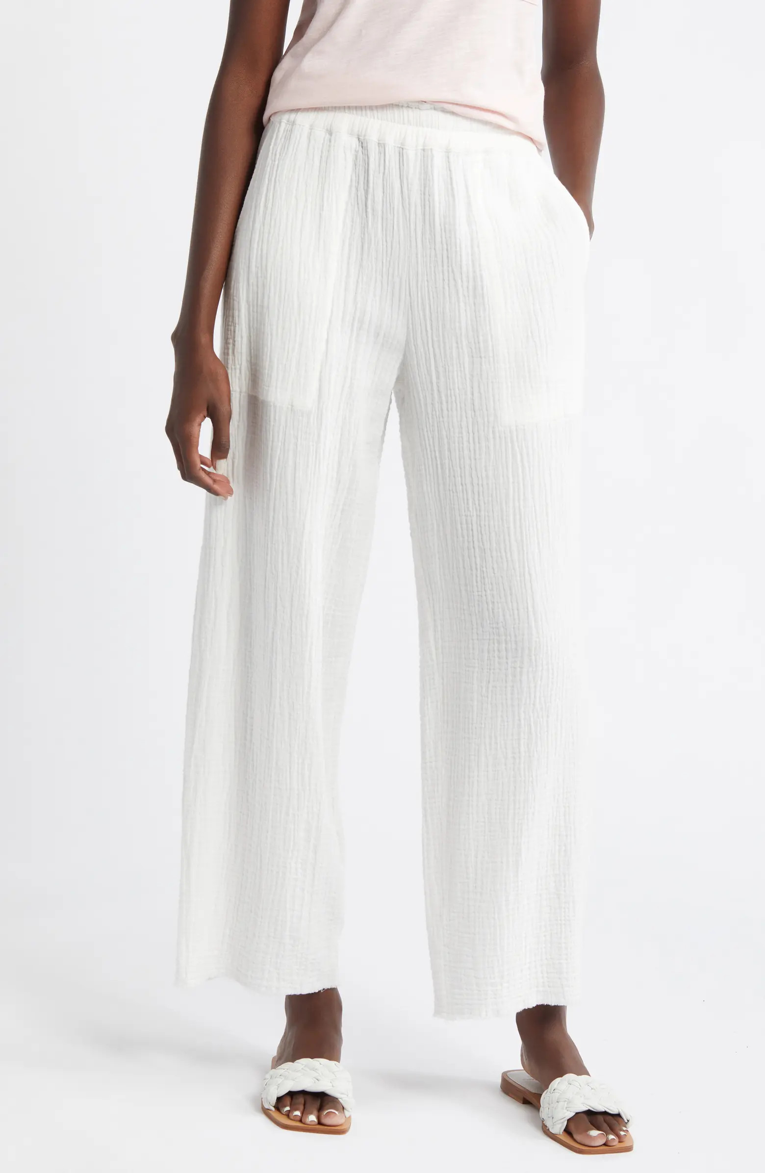 Leon Crinkled Organic Cotton Crop Pants | Nordstrom