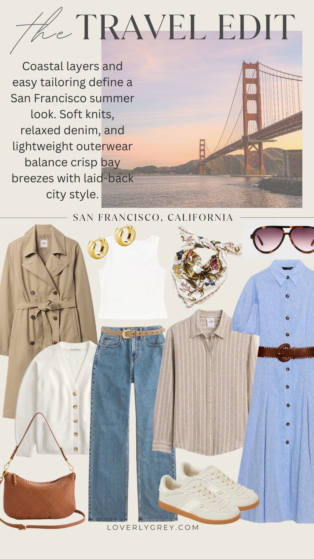 Coastal layers and effortless tailoring for a San Francisco summer 🌁 soft knits, relaxed denim, and lightweight layers make the perfect outfit formula for breezy days and cool nights by the bay.

Loverly grey, San Francisco style, coastal outfits, summer layering, neutral outfits, capsule wardrobe, trench coat outfit, denim outfits, effortless style, everyday outfits, travel outfits


#LTKSeasonal #LTKTravel