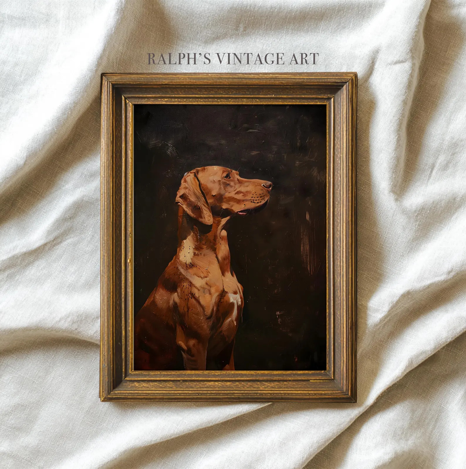 Vizsla Portrait: Vintage Oil Painting in Warm Elegant Neutrals | Etsy (Global)