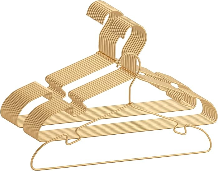 Gold Aluminum Hangers, 16.5 Inch Smooth and Durable Metal Shirt Dress Hanger, Lightweight and Stu... | Amazon (US)