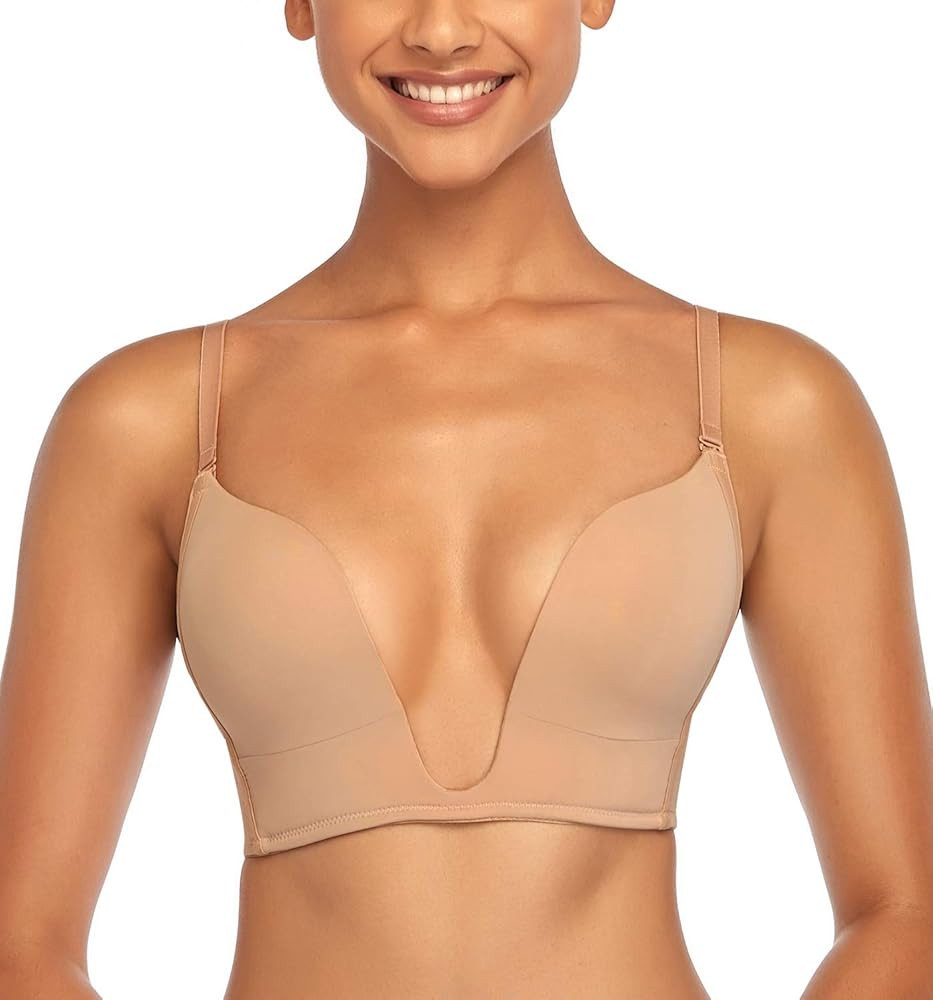 DotVol Women's Deep Plunge Bra Convertible Push up Low Cut Seamless Wireless Bra | Amazon (US)