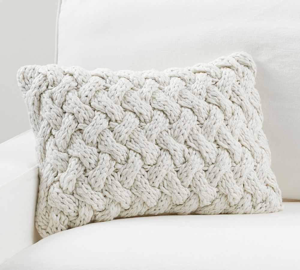 Camelia Chunky Knit Lumbar Pillow Cover | Pottery Barn (US)