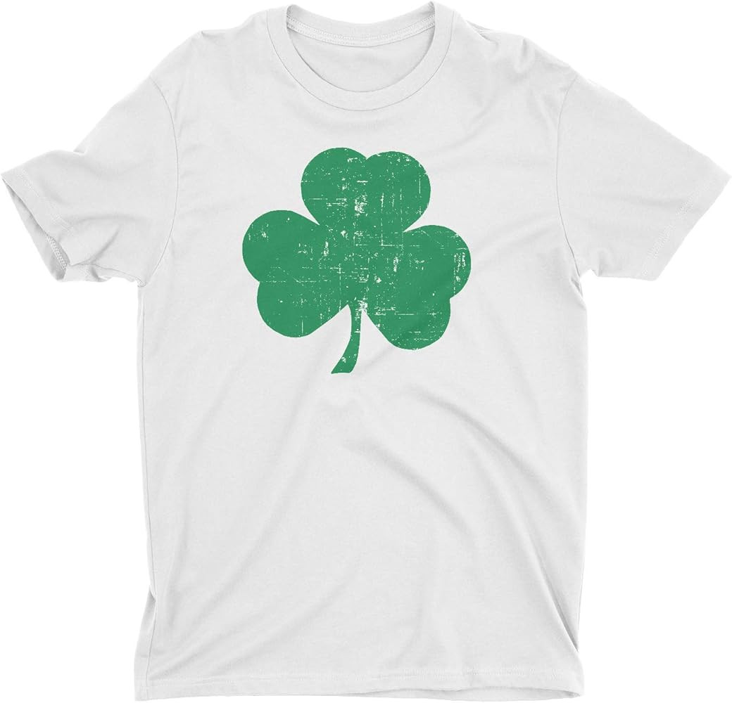 NYC FACTORY Men's Retro Heather Green Distressed Shamrock T-Shirt USA Screen Printed | Amazon (US)