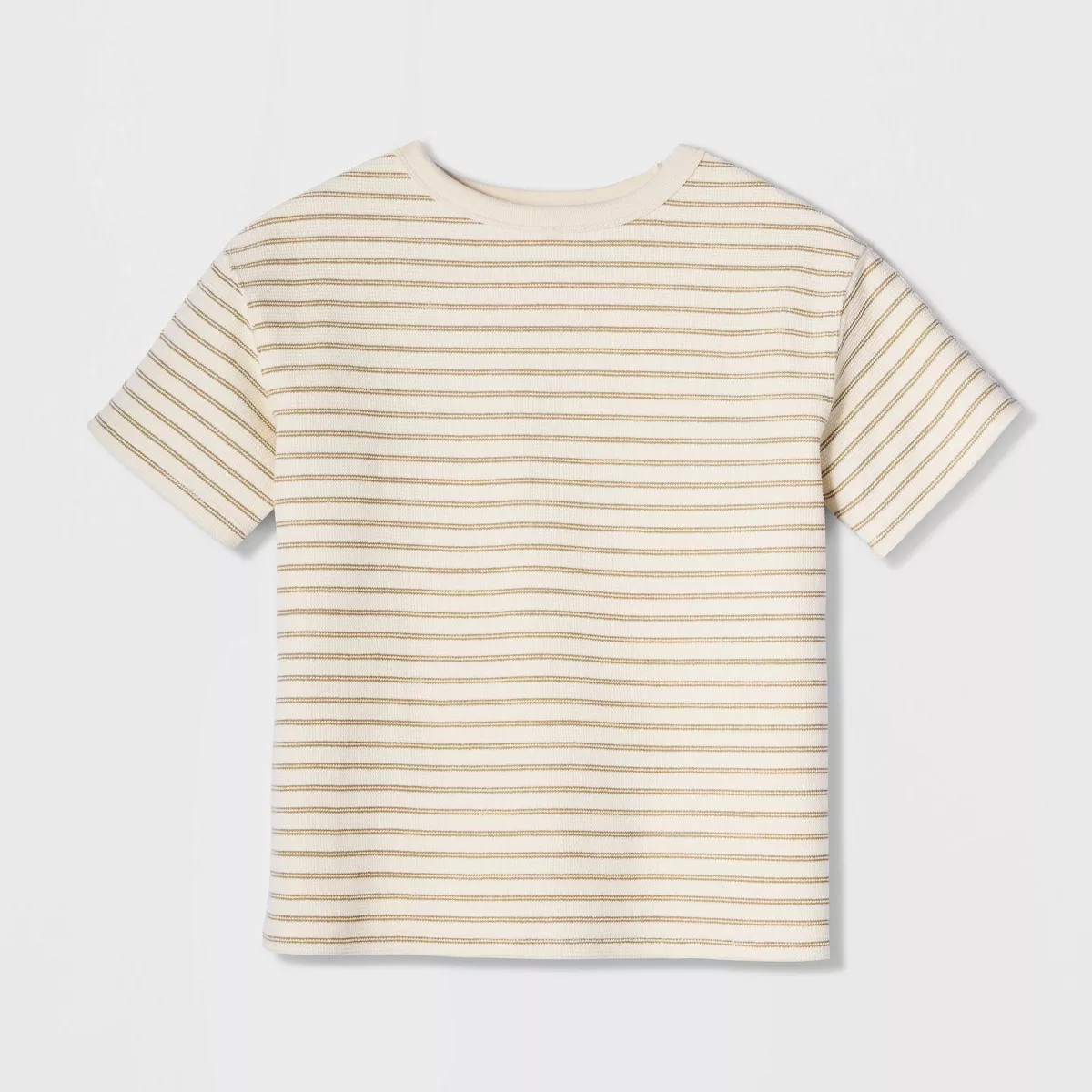 Boys' Short Sleeve Textured Striped Relaxed Fit T-Shirt - Cat & Jack\u2122 Green/Sand M | Target