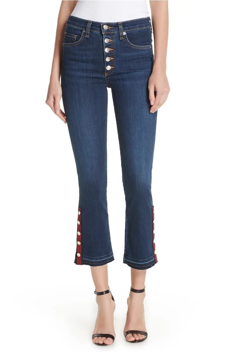 Veronica Beard Button Hem Baby Boot Jeans (Dark Sea) | Nordstrom